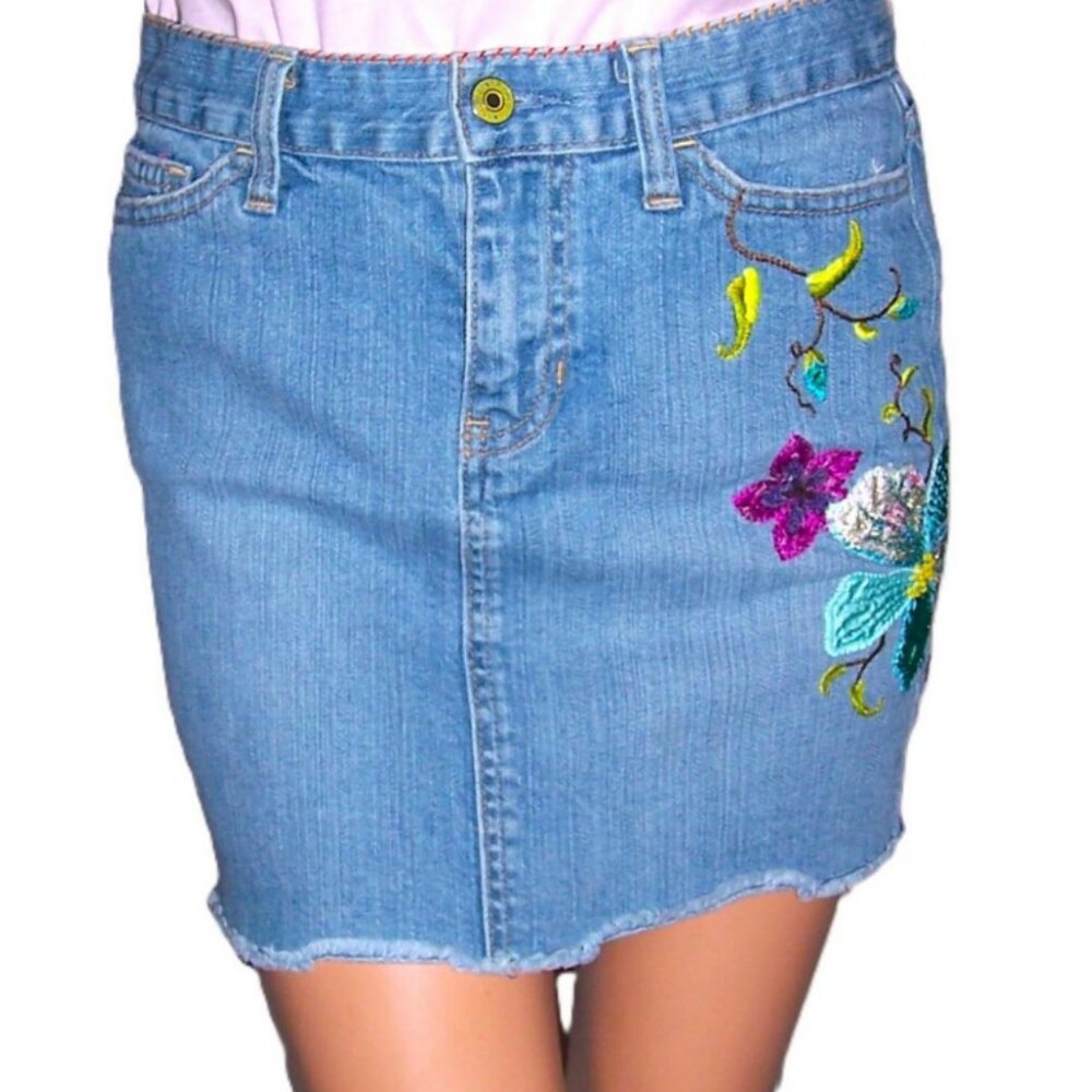 Gap Jeans Embroidered Floral Skirt 2